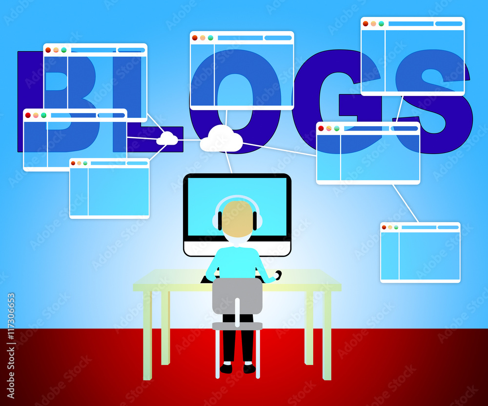 Poster computer blogs shows web site and blogger