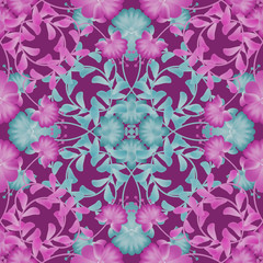 Floral seamless pattern with blueand pink flowers texture backgr