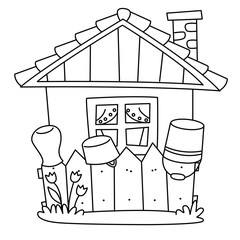 Coloring book with house, vector