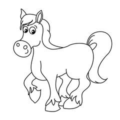 Coloring book with horse, vector