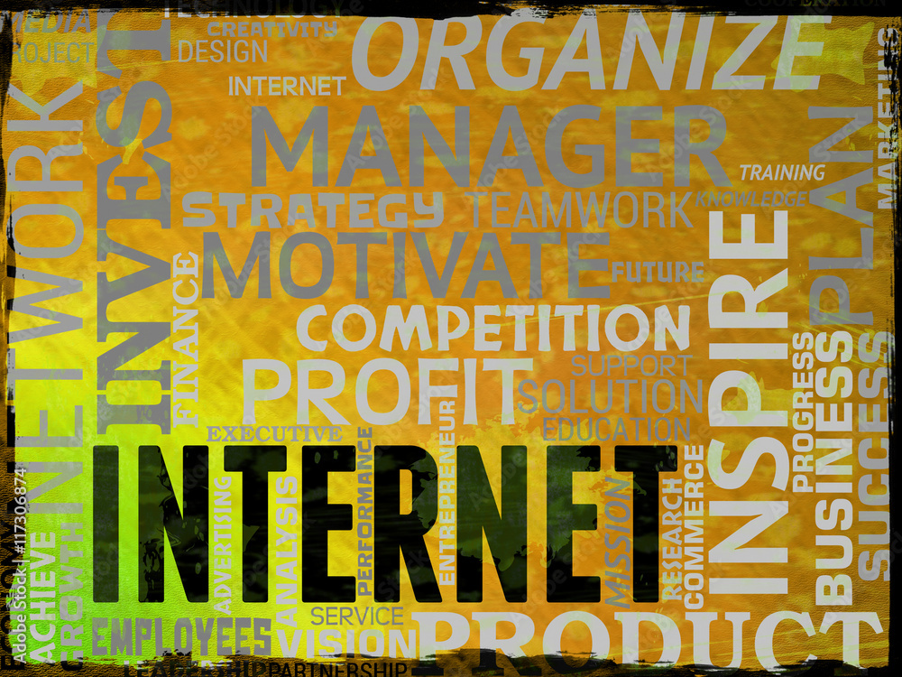 Poster internet words indicates web site and website