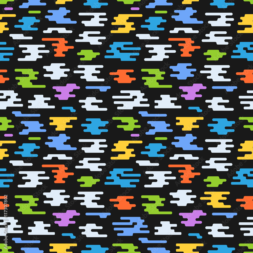 Poster Abstract seamless pattern of different color clouds. Flat design