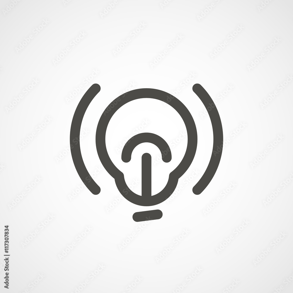 Poster web icon of modern lineart lightbulb. Digital application pictog