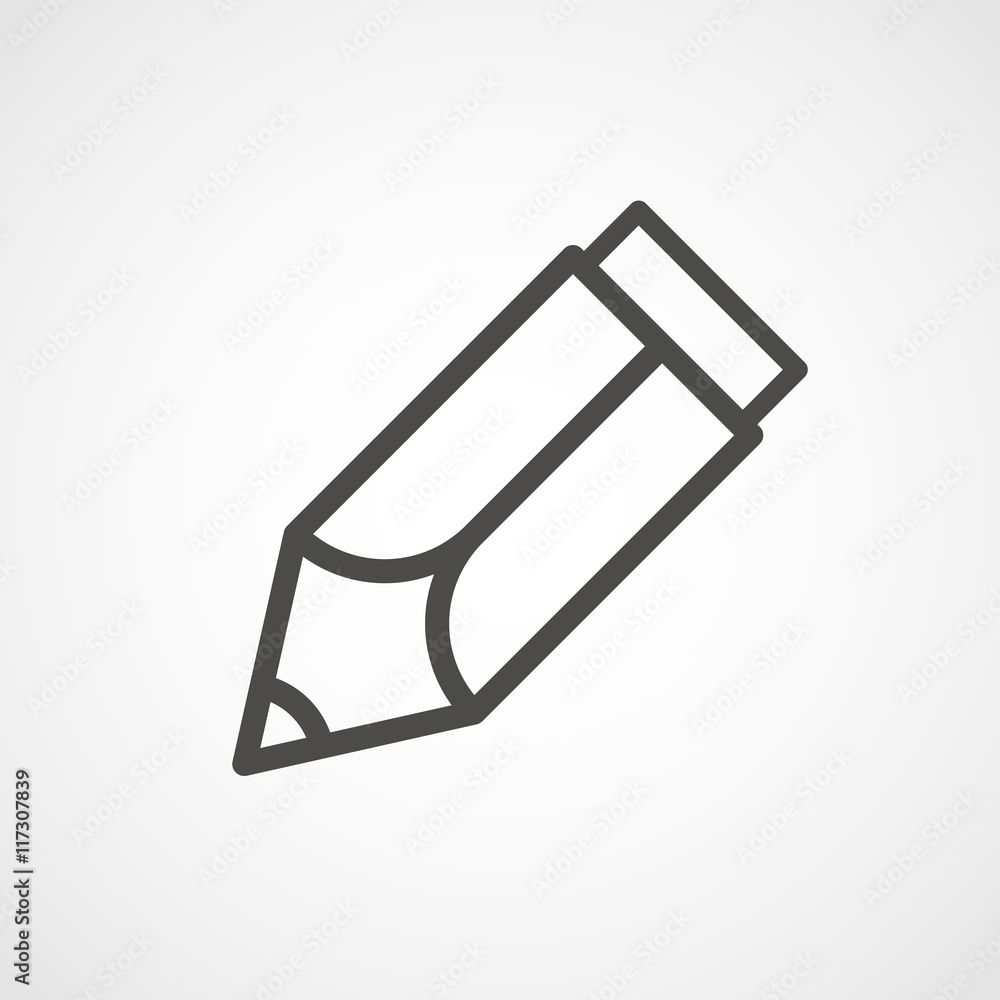 Poster web icon of modern lineart pencil. digital application pictogram