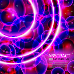 Shining circle banner. Glowing spiral. Vector illustration. Pink, purple, blue, white colors.