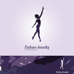 abstract silhouette of dancing woman. Logo or icon of ballet dance class course learning studio.