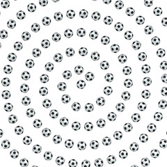 Soccer balls arranged in a spiral. Isolated. 3D illustration