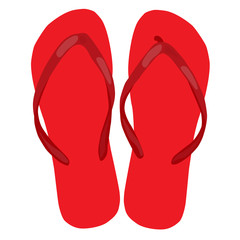 red beach slippers pair colorful isolated vector illustration
