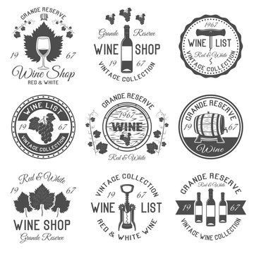 Wine Shop Black White Emblems