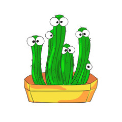 Cartoon cactuses with eyes