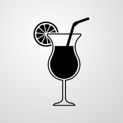Icono plano coctel con pajita sobre fondo degradado