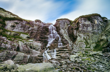 Skok Waterfall in Mountains on Cloudy Day. Mlynicka Valley, High Tatra, Slovakia. © kaycco