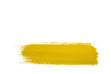 Yellow brush stroke isolated on background