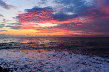 Fototapeta na wymiar Amazing purple sunset over the Black Sea
