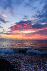Amazing purple sunset over the Black Sea