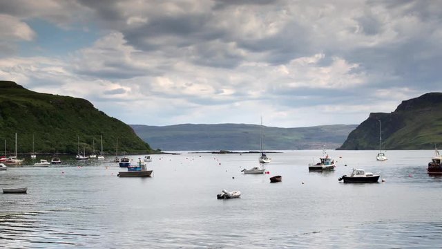 boats in harbour isle of skye scotland