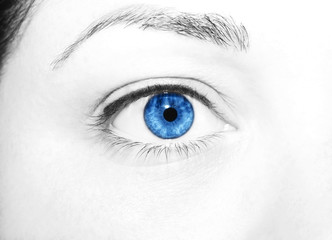 Beautiful insightful look blue  woman's eyes