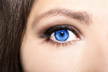 Beautiful insightful look blue woman's eye