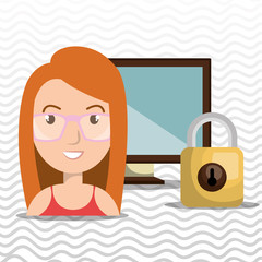 person screen padlock glass