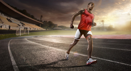 Sport. athletics running track - obrazy, fototapety, plakaty