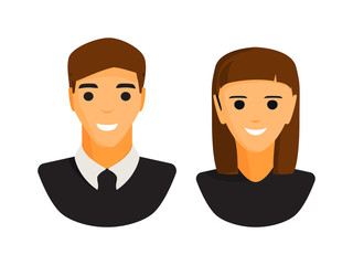 Man and woman silhouette icons. Pare, business man and business woman silhouette. People abstract icons. Isolated. Avatar, person face, couple. Human avatar silhouette