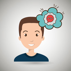 man communication speak bubble