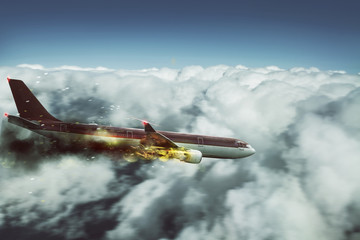 Turbine of plane on fire