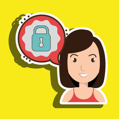 woman communication padlock bubble