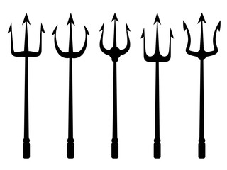 Tridents silhouette set © yime