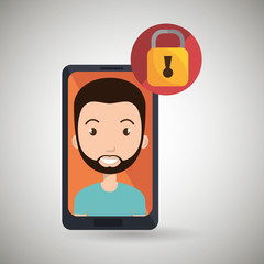 man smartphone padlock symbol