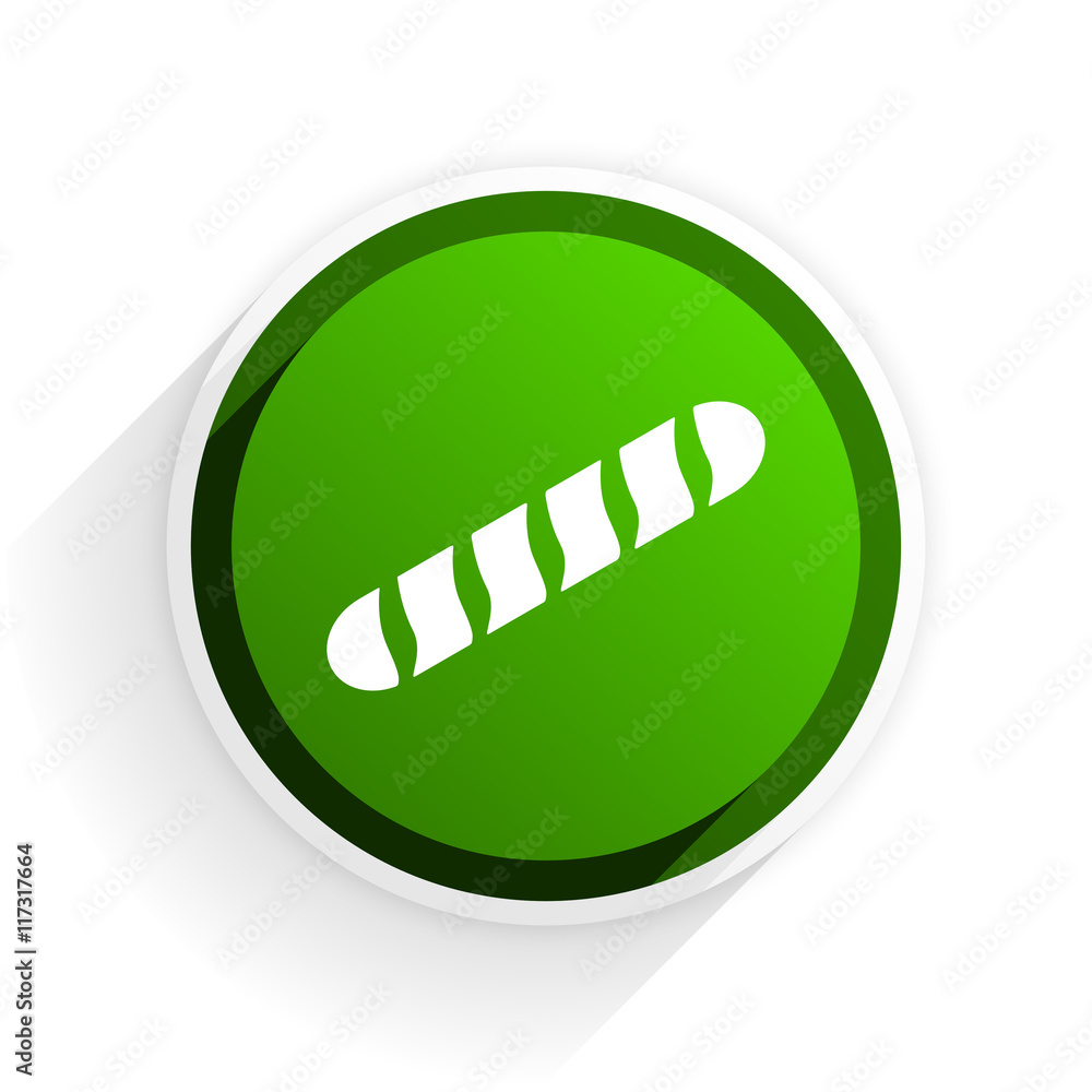 Aufkleber baguette flat icon with shadow on white background, green modern design web element