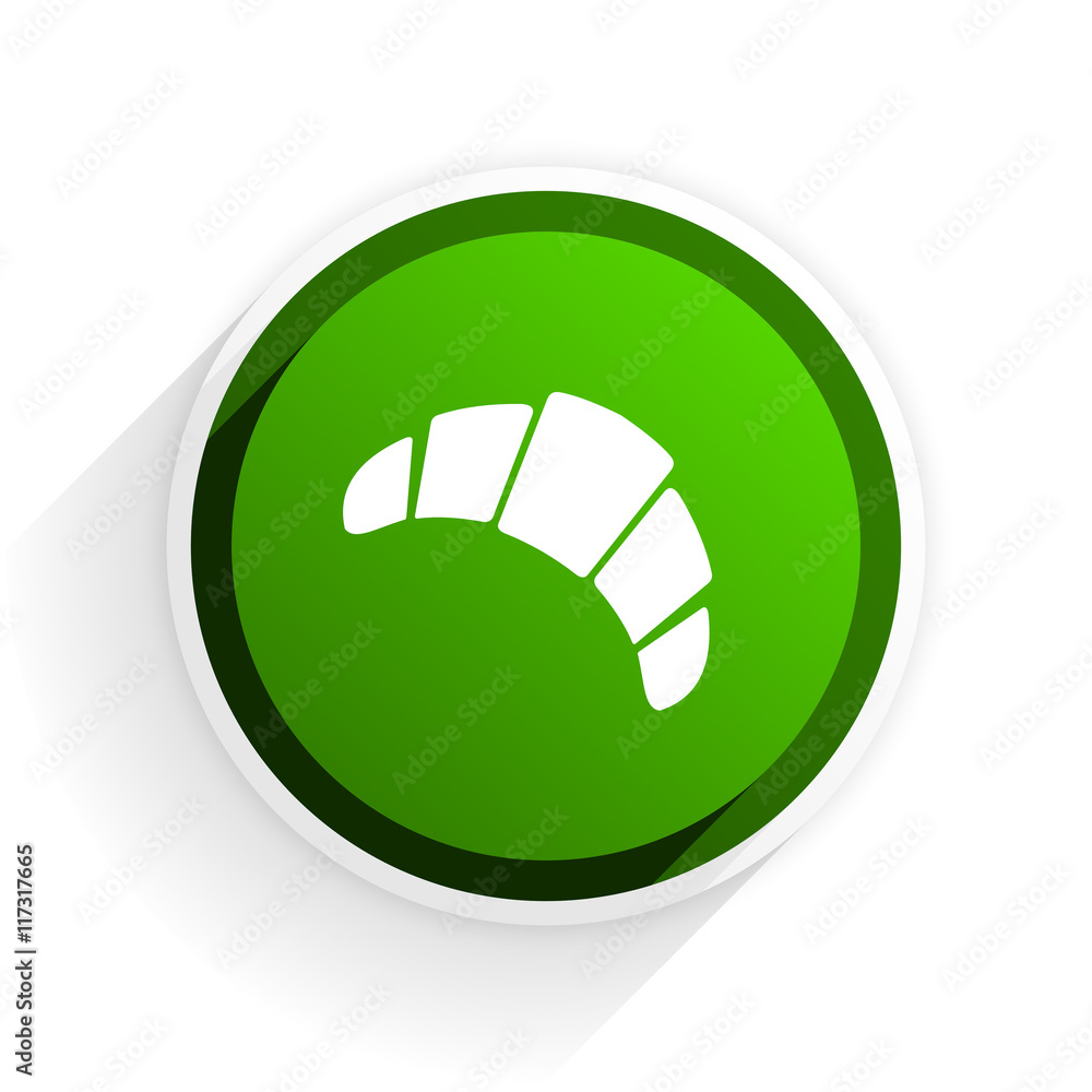 Poster croissant flat icon with shadow on white background, green modern design web element