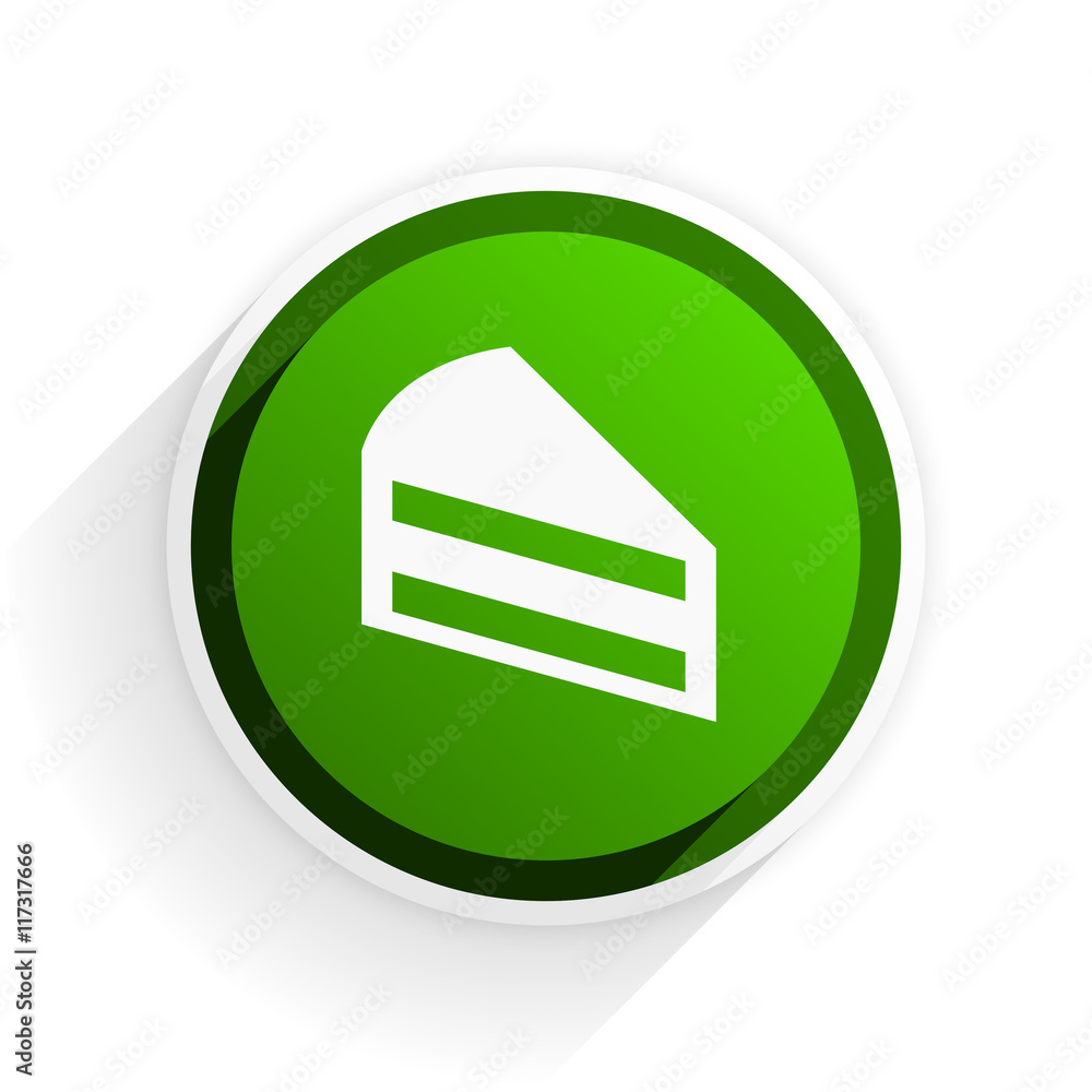 Aufkleber cake flat icon with shadow on white background, green modern design web element