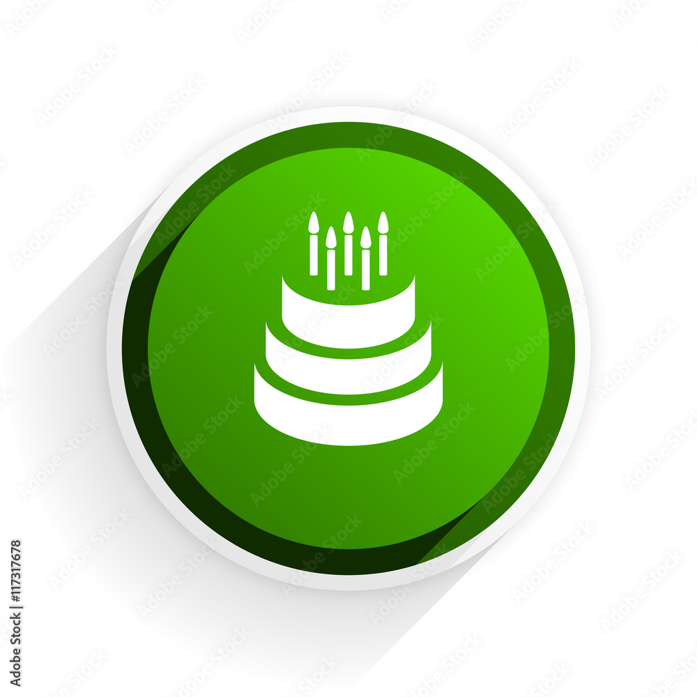 Aufkleber cake flat icon with shadow on white background, green modern design web element