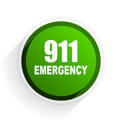 number emergency 911 flat icon with shadow on white background, green modern design web element