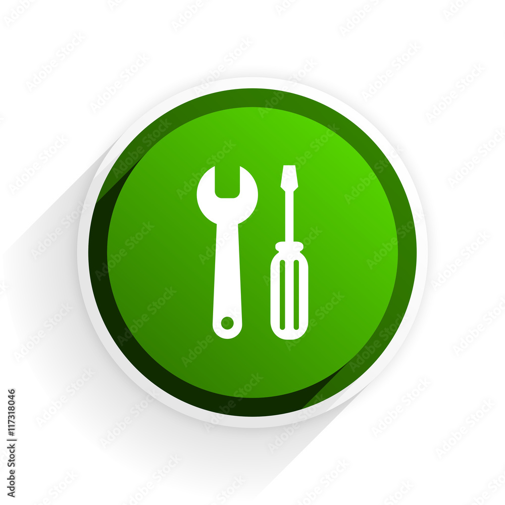 Poster tool flat icon with shadow on white background, green modern design web element