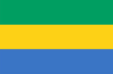 Fototapeta premium Vector flat style Gabonese Republic state flag. Official design of Central Africa Gabon national flag. Symbol with stripes. Located on equator. Independence day, holiday, button, template background