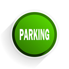 parking flat icon with shadow on white background, green modern design web element
