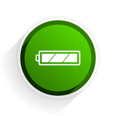 battery flat icon with shadow on white background, green modern design web element