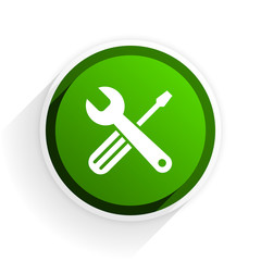 tools flat icon with shadow on white background, green modern design web element