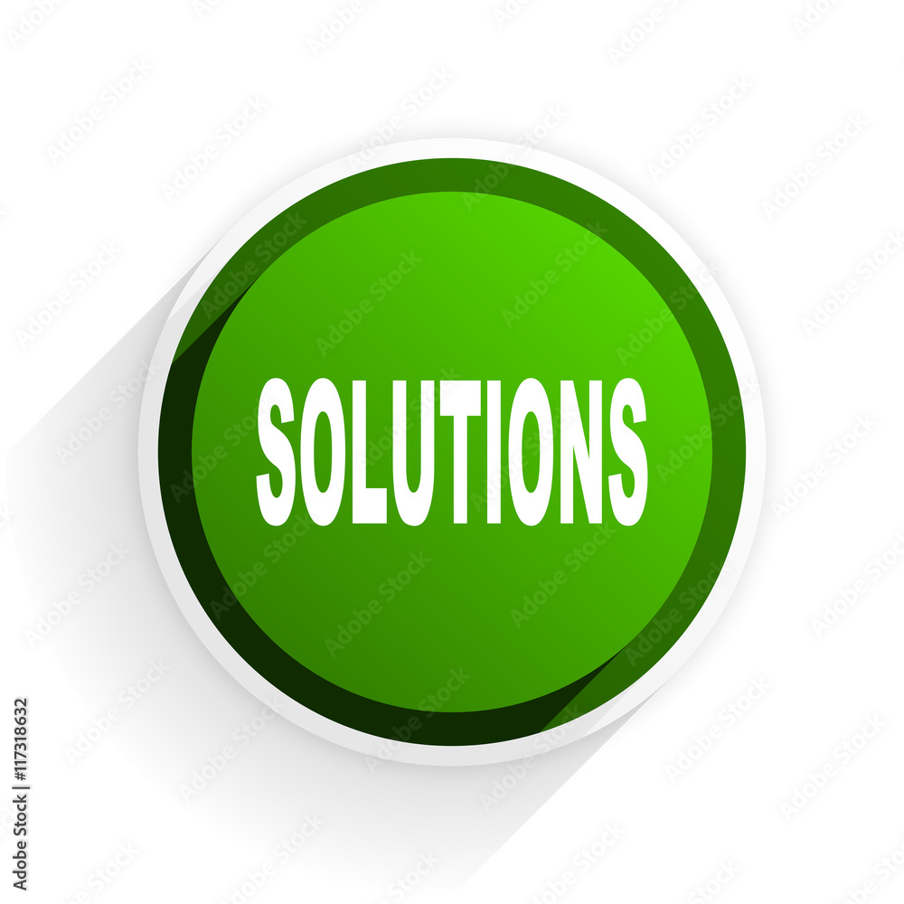 Aufkleber solutions flat icon with shadow on white background, green modern design web element