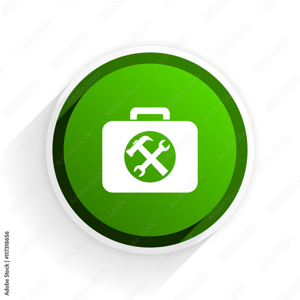 Poster toolkit flat icon with shadow on white background, green modern design web element