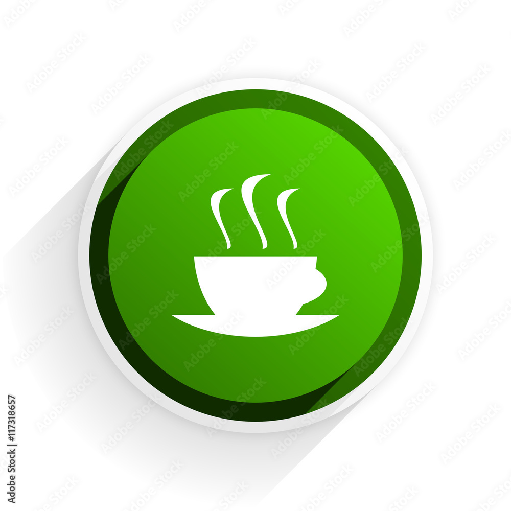 Aufkleber espresso flat icon with shadow on white background, green modern design web element