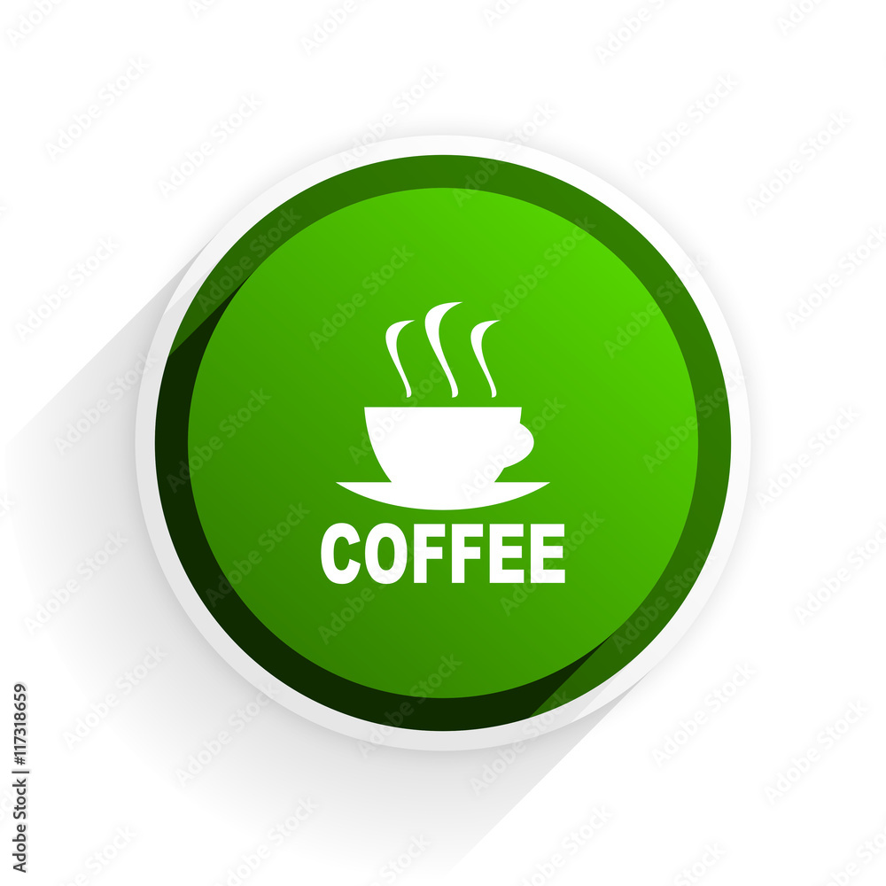 Aufkleber espresso flat icon with shadow on white background, green modern design web element