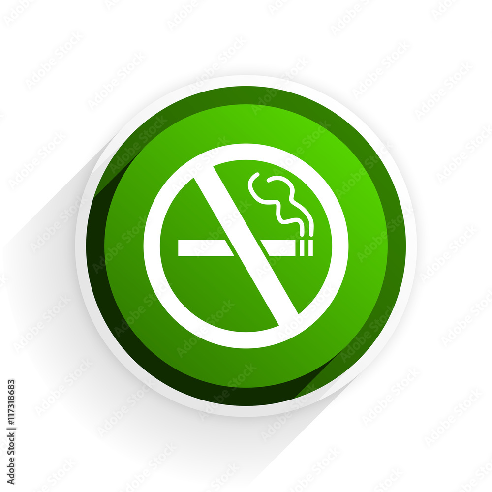 Aufkleber no smoking flat icon with shadow on white background, green modern design web element