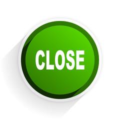 close flat icon with shadow on white background, green modern design web element
