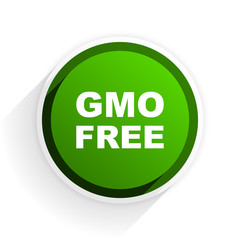 gmo free flat icon with shadow on white background, green modern design web element