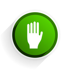 stop flat icon with shadow on white background, green modern design web element