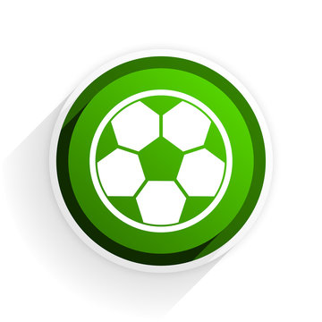 soccer flat icon with shadow on white background, green modern design web element