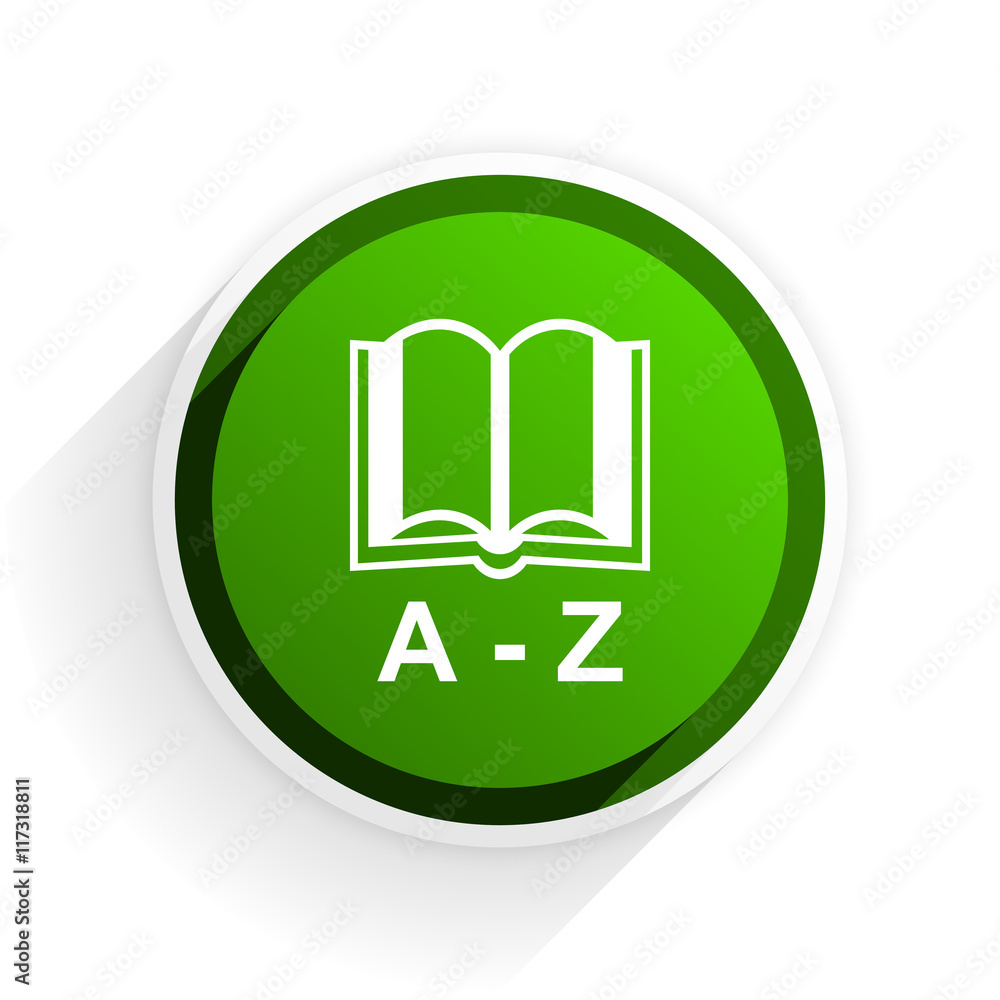 Poster dictionary flat icon with shadow on white background, green modern design web element